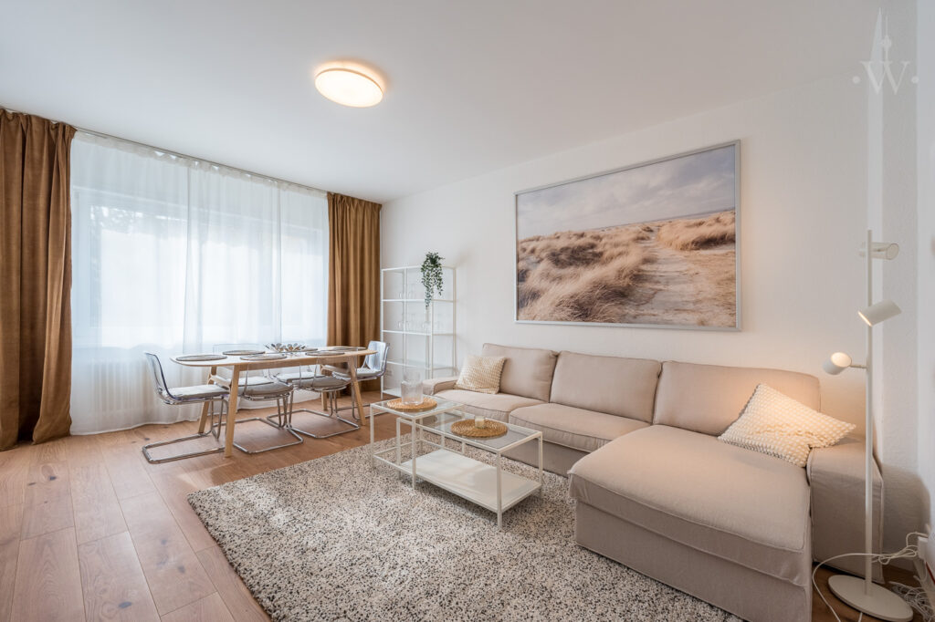 Sofa with carpet and coffee table