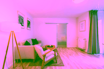 Wohnzimmer - Voll möbliertes 1,5-Zimmer-Apartment an der Spree