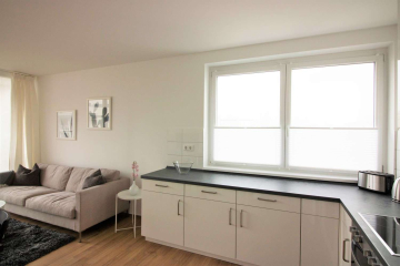 Wohnbereich - 2-Zimmer-Business-Apartment mit großem Balkon und Blick über Berlin